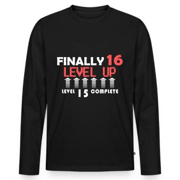 16e anniversaire, anniversaire du joueur, 16e du joueur - T-shirt manches longues Premium bio Homme - noir - Devant - Nico (187cm)