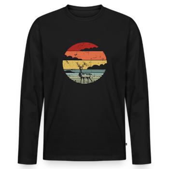 Wild animal deer antlers retro gift - Men's Premium Organic Long Sleeve Shirt - black - Front - Nico (187cm)