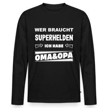 Oma und Opa Geschenk Weihnachten - Männer Premium Bio Langarmshirt - Schwarz - Vorne - Nico (187cm)