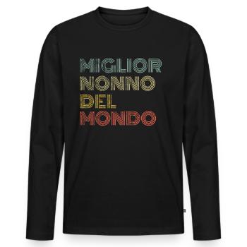 Miglior Nonno Del Mondo - T-shirt manches longues Premium bio Homme - noir - Devant - Nico (187cm)