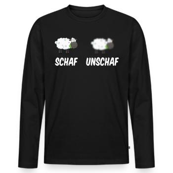 Schaf Unschaf Fotograf Wortwitz Geschenkidee - Männer Premium Bio Langarmshirt - Schwarz - Vorne - Nico (187cm)