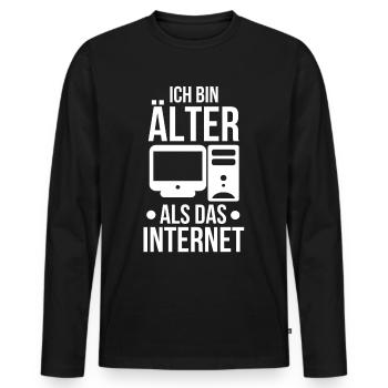 Ich bin älter als das Internet - Männer Premium Bio Langarmshirt - Schwarz - Vorne - Nico (187cm)