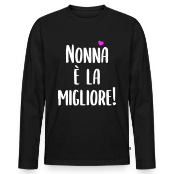 Nonna È La Migliore - Männer Premium Bio Langarmshirt - Schwarz - Vorne - Nico (187cm)