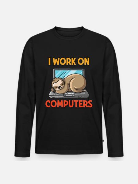 Computer nørd nørd programmør nørd herrer - Premium økologisk langærmet T-shirt til mænd - sort