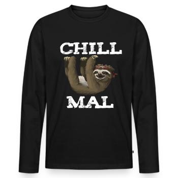 Chill, relax, traîne le paresseux - T-shirt manches longues Premium bio Homme - noir - Devant - Nico (187cm)