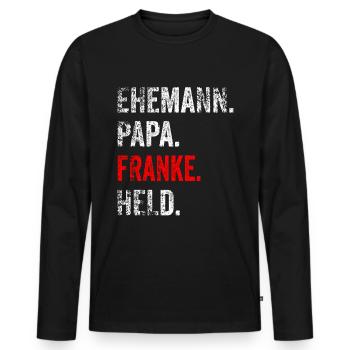 Franke Papa Franconian Father Father's Day Upper Franconia L - Men's Premium Organic Long Sleeve Shirt - black - Front - Nico (187cm)