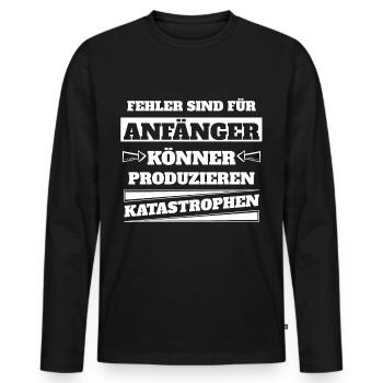 Fehler sind für Anfänger - Männer Premium Bio Langarmshirt - Schwarz - Vorne - Nico (187cm)