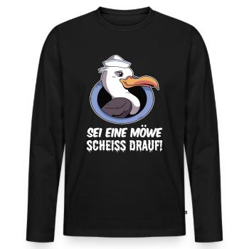 Sei eine Möwe scheiss drauf - Männer Premium Bio Langarmshirt - Schwarz - Vorne - Nico (187cm)