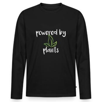 alimenté par des plantes - T-shirt manches longues Premium bio Homme - noir - Devant - Nico (187cm)