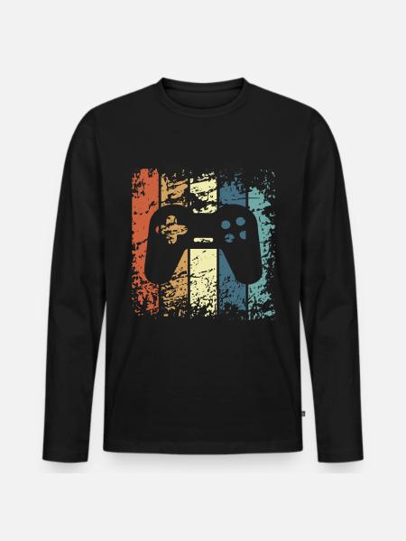 Spielekonsole Kontroller retro vintage Geschenk - Männer Premium Bio Langarmshirt - Schwarz