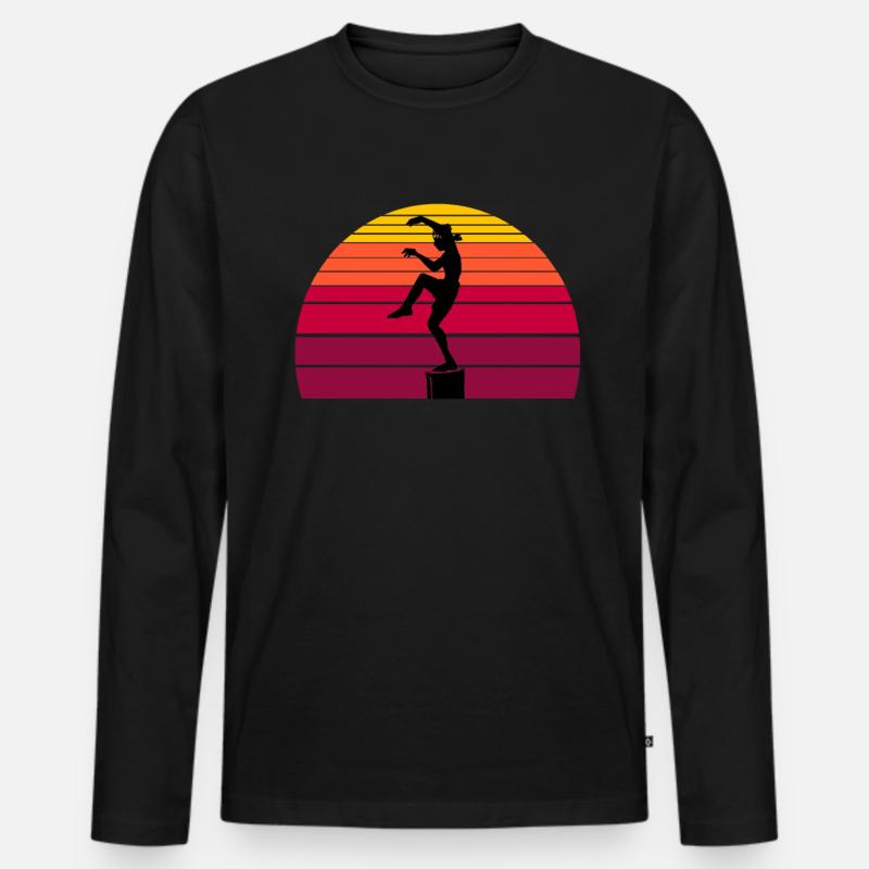 Karate Sunset - Männer Premium Bio Langarmshirt - Schwarz