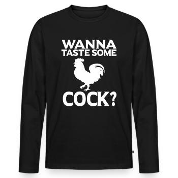 Lustiges Sprüche Cock Geschenk - Männer Premium Bio Langarmshirt - Schwarz - Vorne - Nico (187cm)