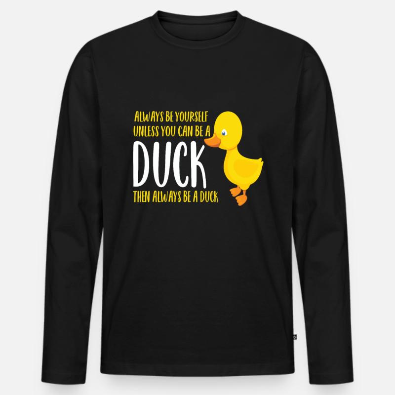 Ente - Männer Premium Bio Langarmshirt - Schwarz