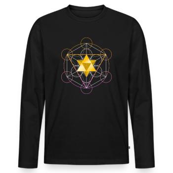Star Tetraheder Metatrons Cube - Men's Premium Organic Long Sleeve Shirt - black - Front - Nico (187cm)