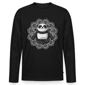 Yoga Panda Bär Mandala Spirituell yoga damen - Männer Premium Bio Langarmshirt - Schwarz - Vorne - Nico (187cm)