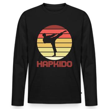 Hapkido rétro - T-shirt manches longues Premium bio Homme - noir - Devant - Nico (187cm)