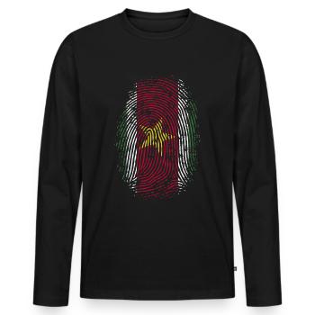 TEAM SURINAME - Mannen Premium Bio shirt met lange mouwen - zwart - Voor - Nico (187cm)