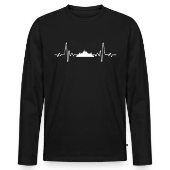 Battement de cœur du ferry - T-shirt manches longues Premium bio Homme - noir - Devant - Nico (187cm)
