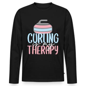 curling sports d'hiver cadeau de sports de glace - T-shirt manches longues Premium bio Homme - noir - Devant - Nico (187cm)