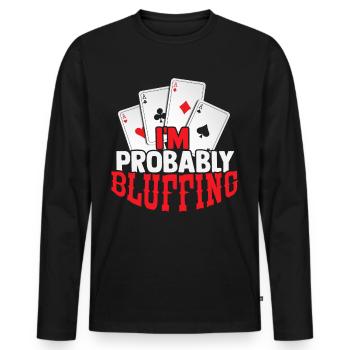 Poker - Männer Premium Bio Langarmshirt - Schwarz - Vorne - Nico (187cm)