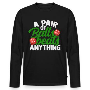 Poker - Männer Premium Bio Langarmshirt - Schwarz - Vorne - Nico (187cm)