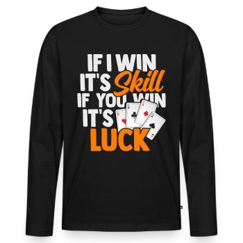 Poker - Männer Premium Bio Langarmshirt - Schwarz - Vorne - Nico (187cm)