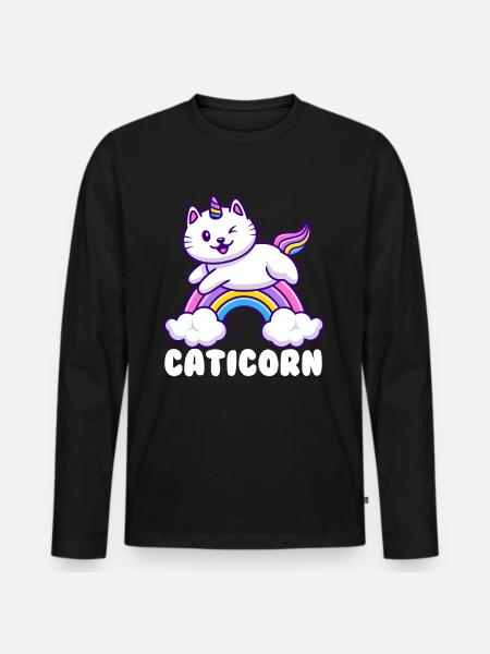 Caticorn rainbow - Men's Premium Organic Long Sleeve Shirt - black