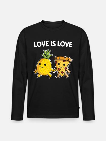 Pizza Hawaii spiser ananas pizza - Premium økologisk langærmet T-shirt til mænd - sort