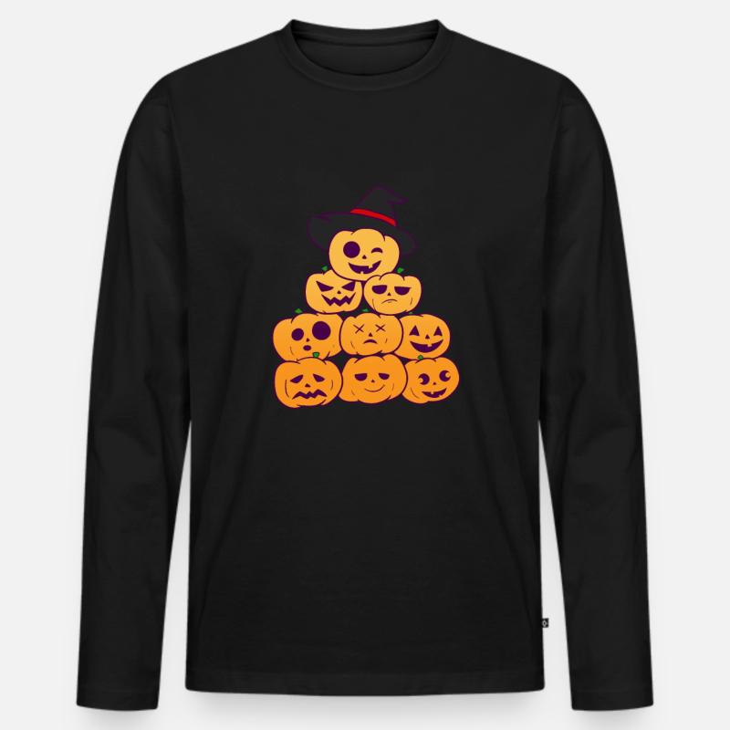 Kürbise - Männer Premium Bio Langarmshirt - Schwarz
