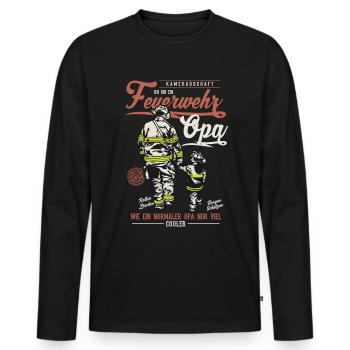 Feuerwehr Opa Spruch Feuerwehrmann Geschenk - Männer Premium Bio Langarmshirt - Schwarz - Vorne - Nico (187cm)
