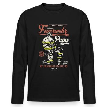 Firefighter dad saying firefighter gift - Men's Premium Organic Long Sleeve Shirt - black - Front - Nico (187cm)