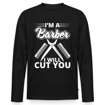 Friseur Friseur Geschenke Friseur Bedarf - Männer Premium Bio Langarmshirt - Schwarz - Vorne - Nico (187cm)