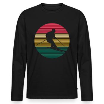 Ski rétro hiver Ski alpin Freestyle Snowboa - T-shirt manches longues Premium bio Homme - noir - Devant - Nico (187cm)