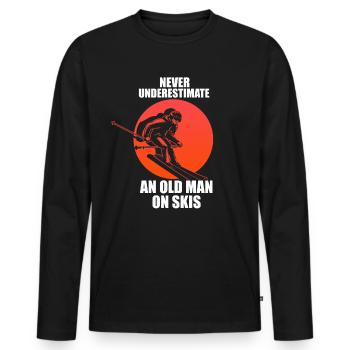 Un vieil homme sur des skis Ski d'hiver Ski alpin Gran - T-shirt manches longues Premium bio Homme - noir - Devant - Nico (187cm)