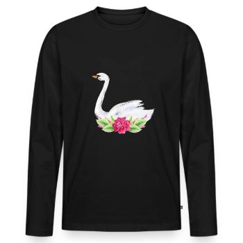 Cygne - T-shirt manches longues Premium bio Homme - noir - Devant - Nico (187cm)