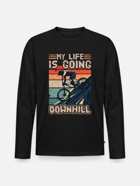 Downhill Downhill Mountain Bike Downhill - Maglia a manica lunga ecologica premium da uomo - nero
