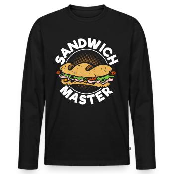 Sandwich master - Men's Premium Organic Long Sleeve Shirt - black - Front - Nico (187cm)