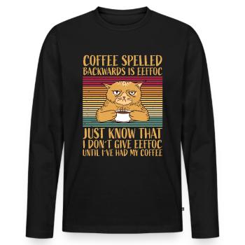 Café épelé à l'envers est caféine eeffoc café - T-shirt manches longues Premium bio Homme - noir - Devant - Nico (187cm)