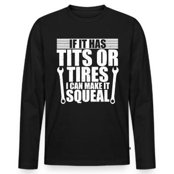 Funny Mechanic Mechanical Wrench Car Automotive Ga - Men's Premium Organic Long Sleeve Shirt - black - Front - Nico (187cm)