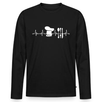 Cooking Heartbeat Culinary Kitchen Guru Chef Hat C - T-shirt manches longues Premium bio Homme - noir - Devant - Nico (187cm)