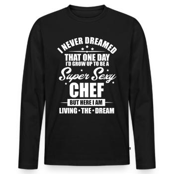 super sexy cheSuper Sexy Chef Funny Cooking Culina - Men's Premium Organic Long Sleeve Shirt - black - Front - Nico (187cm)