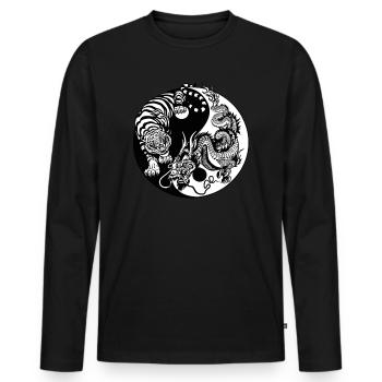 Yin Yang Tiger Dragon Kung Fu Martial Arts - Men's Premium Organic Long Sleeve Shirt - black - Front - Nico (187cm)