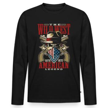 Wild west cowboy gift - Men's Premium Organic Long Sleeve Shirt - black - Front - Nico (187cm)