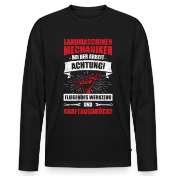 Landmaschinenmechaniker Landmaschinen Mechaniker - Männer Premium Bio Langarmshirt - Schwarz - Vorne - Nico (187cm)