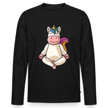 Licorne yoga mandala yoga spirituel dames disant - T-shirt manches longues Premium bio Homme - noir - Devant - Nico (187cm)