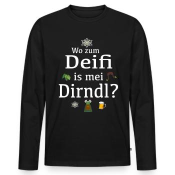 Lustiges Dirndl mundart Party Outfit - Männer Premium Bio Langarmshirt - Schwarz - Vorne - Nico (187cm)