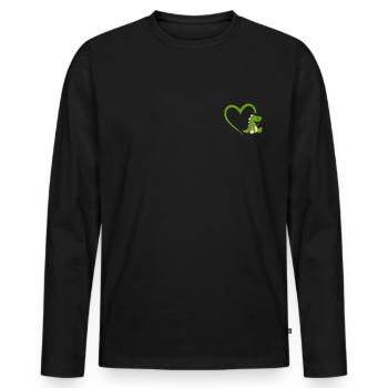 Dinosaurier Herz Dino Mittelfinger Geschenk - Männer Premium Bio Langarmshirt - Schwarz - Vorne - Nico (187cm)