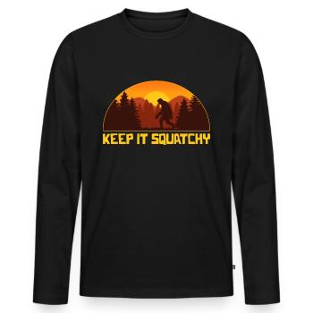 Keep It Squatchy Shirt - Men's Premium Organic Long Sleeve Shirt - black - Front - Nico (187cm)