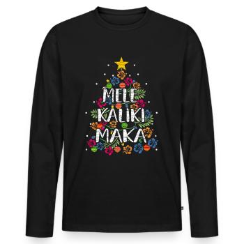 Mele Kalikimaka Hawaii Weihnachten - Männer Premium Bio Langarmshirt - Schwarz - Vorne - Nico (187cm)