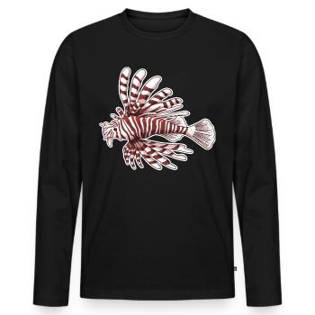 Poisson-lion poisson-lion poisson toxique rouge - T-shirt manches longues Premium bio Homme - noir - Devant - Nico (187cm)